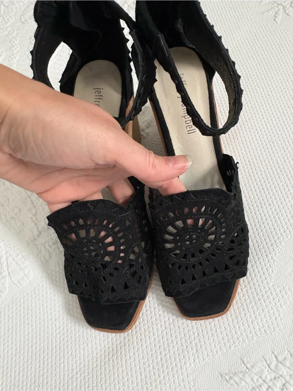 Jeffrey Campbell Del Sol wedges laser cut suede size 7.5